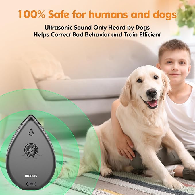 Anti Barking Device for Dogs, Rechargeable Bark Box Ultrasonic Barking Deterrent with 3 Modes/Irregular Ultrasound Frequency/Automatically Electronic Dog Whistle Stop Neighbors Dog from Barking(Grey)