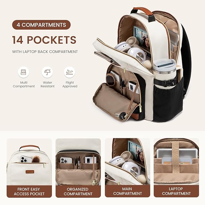 LOVEVOOK Laptop Backpack for Women with Pouch Pocket for Large Capacity Cup,18 Inch Laptop Computer Bag Travel Backpack Purse,Waterproof Work Business Backpack College Teacher Bags,Violet