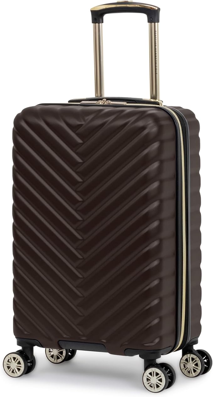 Kenneth Cole REACTION マディソン スクエア 軽量 ハードサイド シェブロン 拡張可能 スピナーラゲッジ チョコレートブラウン 2点セット (20インチ 機内持ち込み + ソフィー バックパック)