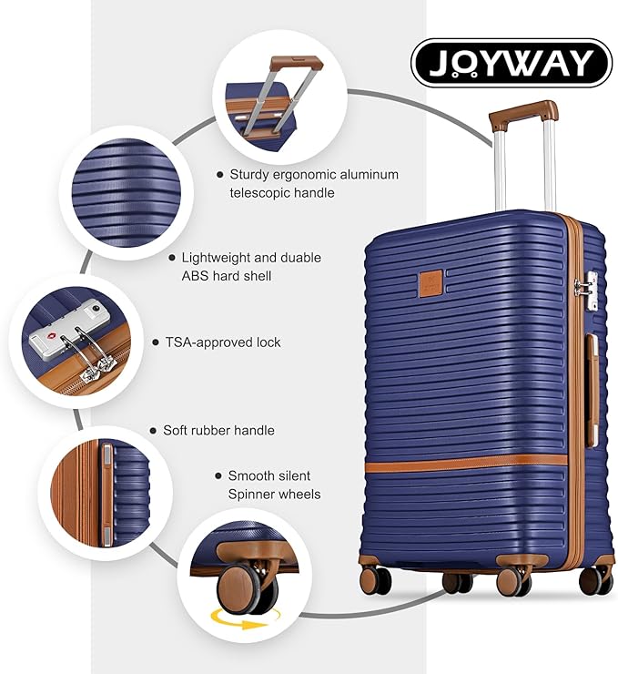 Joyway スーツケース 機内持ち込み キャリーバッグ キャリーケース 3点セット スピナーホイール付き ハードシェル 拡張可能 TSAロック付き (13/20/24/28インチ、ネイビーブラウン)