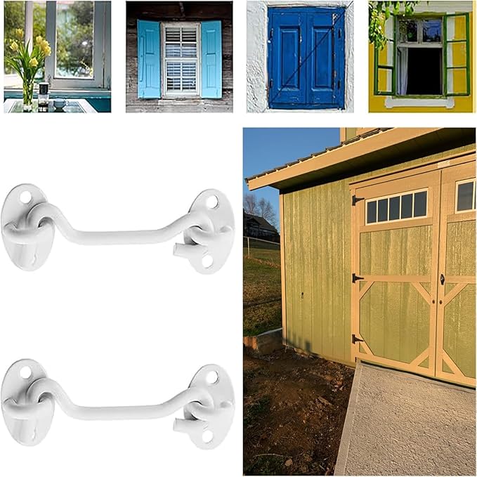 Privacy Hook and Eye Latch Easy Lock for Barn Door, Black (3 INCH-White-2PCS)
