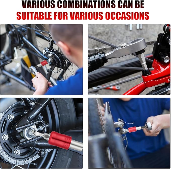 15Pcs Bike Tool Kit Portable, 1/4 Inch Small Torque Wrench Magnetic Ratchet Screwdriver Set, Bicycle Repair Kit Compact for Mountain Road Electric E Ebike