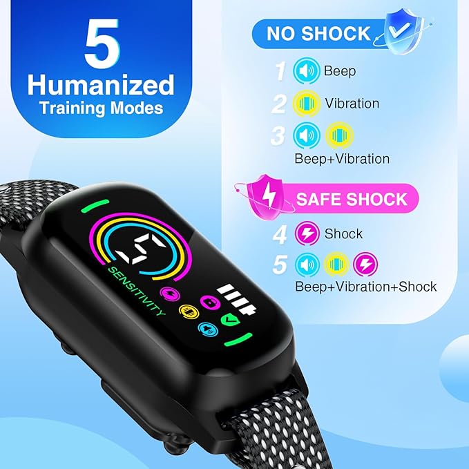 Bark Collar, 2 Pack Dog Bark Collar for Large Medium Small Dogs, Rechargeable Anti Barking Device for Dogs, Smart Training Collar with Beep Vibration 5 Sensitivity, Dog Bark Deterrent Devices