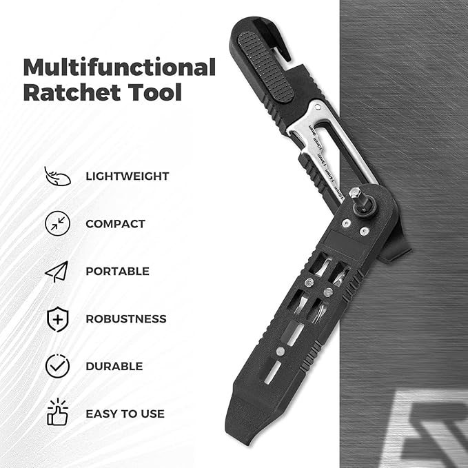 ROCKBROS Bike Tire Levers Kit - 14 IN 1 Portable Bike Multitool with Mini Ratchet Wrench, Bike Tire Levers, Cone Wrenches & File Blade for MTB, Road Bicycle