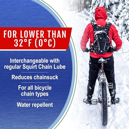 Squirt Low-Temperature Chain Lube for Bikes 6 Pack (0.5 Oz) – Low Temperature, All-Weather Dry Bike Chain Lube – Cold Weather Bike Lubricant to Reduce Noise & Chainsuck