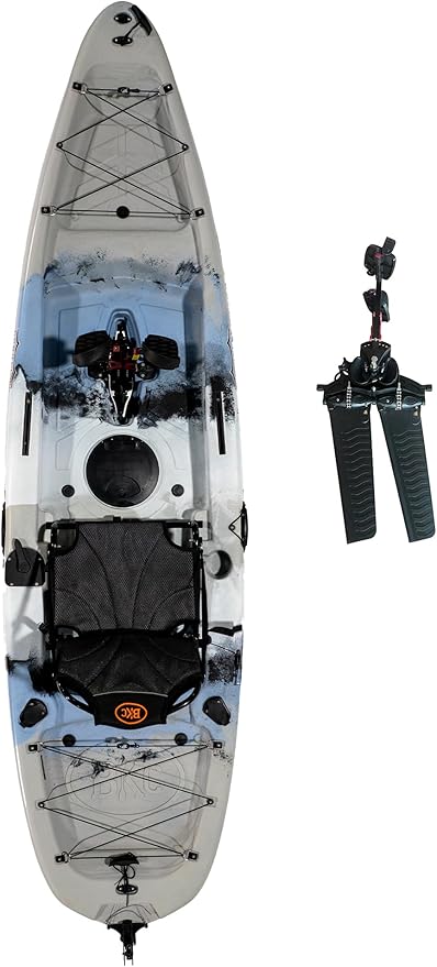 Upgraded Brooklyn 10.0 Pedal Sit-On-Top Kayak by BKC, Lightweight Fishing Kayak with Flipper Pedal Drive, Rudder Steering, 350 lb Capacity, Stable 10 ft Hull, Adjustable Seat, Storage & Rod Holders