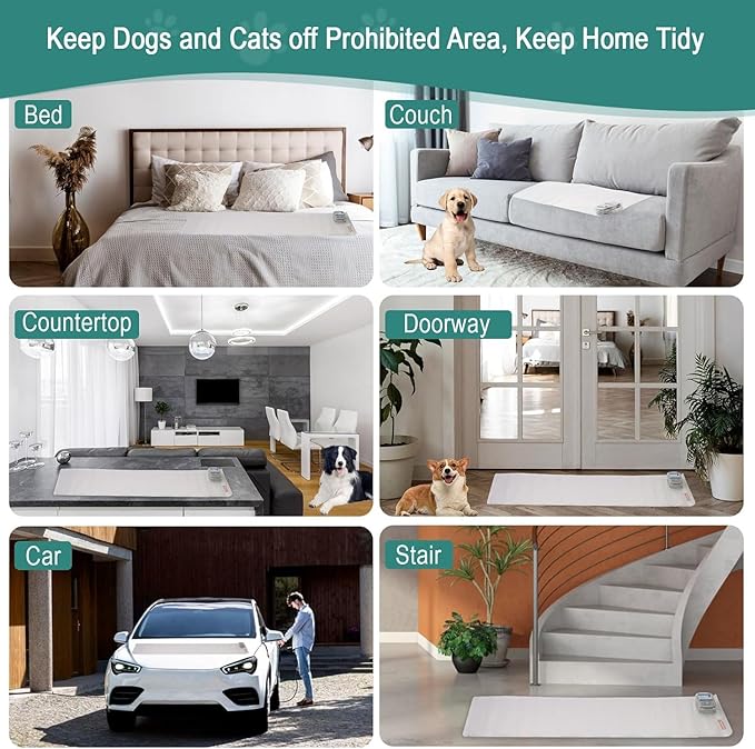 SEERWAY Pet Shock Mat for Dogs and Cats, 60"x 12" Electric Training Mat to Keep Pets Off Couch, Bed, Kitchen Counter with 3 Training Modes