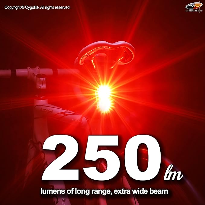 Cygolite Hypershot 350 Lumen Bike Tail Light– 7 Night & Daytime Modes–User Adjustable Flash Speeds- Compact & Durable–IP64 Water Resistant–Saddle Rail Mount Version–USB Rechargeable