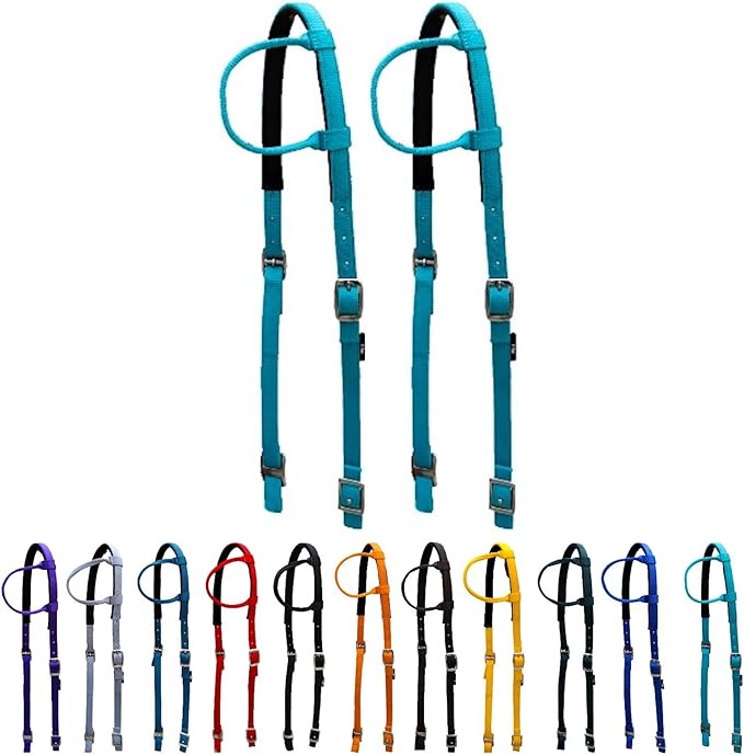 Majestic Ally Nylon Padded Sliding Single Ear Headstall for Horses- Set of 2 - Multiple Colors
