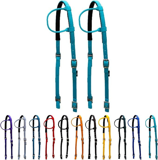 Majestic Ally Nylon Padded Sliding Single Ear Headstall for Horses- Set of 2 - Multiple Colors