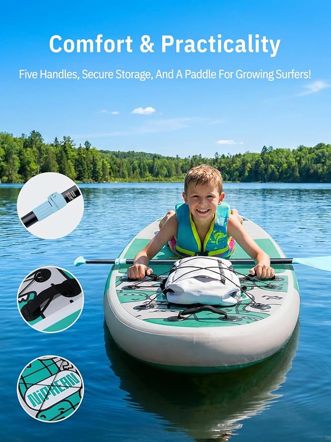 Niphean Inflatable Stand Up Paddle Board with SUP Accessories, Anti-Slip EVA Deck, 10’6’’ Inflatable Paddle Boards for Adults & Youth of All Skill Levels