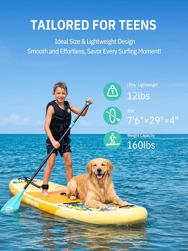 Niphean Inflatable Stand Up Paddle Board with SUP Accessories, Anti-Slip EVA Deck, 10’6’’ Inflatable Paddle Boards for Adults & Youth of All Skill Levels