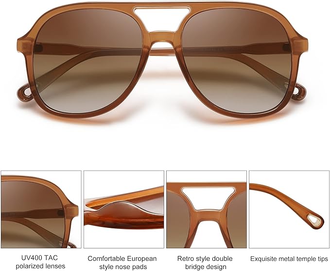SOJOS Retro Polarized Aviator Sunglasses Womens Mens Classic 70s 80s Vintage Trendy Square Aviators SJ2174