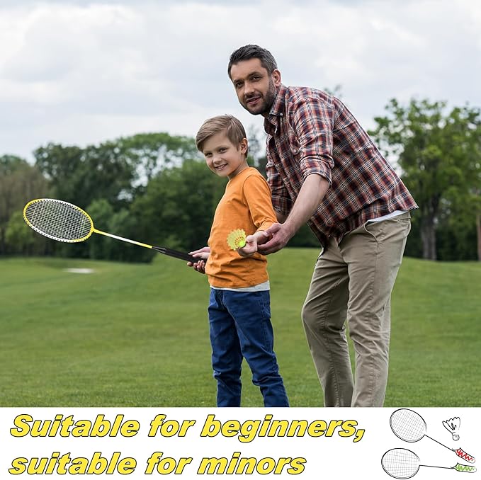 12 Pack Badminton Rackets Set Including Badminton Racquets, Nylon Shuttlecocks and Carry Bag for Outdoor Backyard Games Beginners