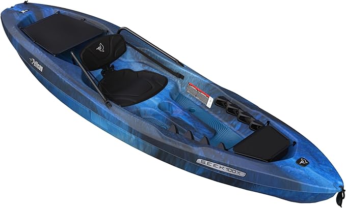 Pelican Seek 100X - Recreational Sit on top Kayak - Lightweight Smart Design - Adjustable Ergoform™ Seating System - 10 ft