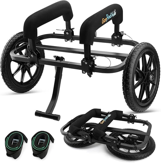 GanFindX Kayak Cart Canoe Trolley Carrier Kayak Accessories Transport Dolly with Solid Foam Wheels Upright Crossbar Heavy Duty Design
