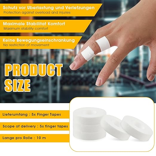 COMNICO Finger Tape, White Extra Strong 0.6-Inch x 32-feet Athletic Tape for Fingers Feet Sweat Volleyball Finger Tape for Outdoor Sports Climbing Football (5)
