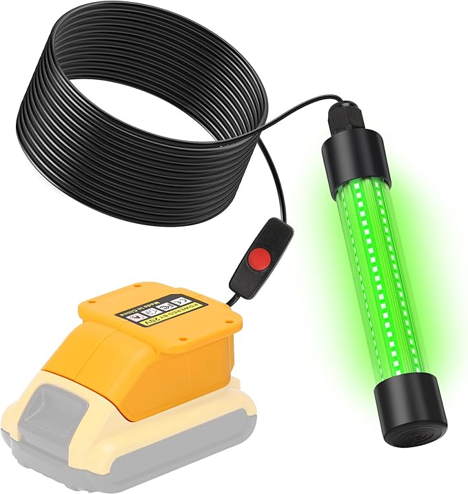 OLIBUY LED Underwater Green Fishing Light, 13W 1300 Lumens IP68 Rated Submersible Fishing Light Attractants for Night Fishing, Docks, Boats, Kayaks(No Battery)