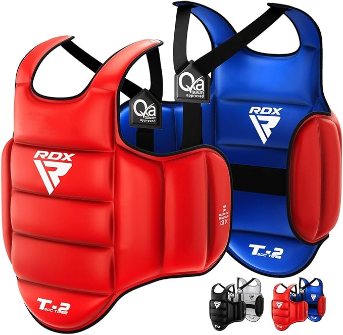 RDX Boxing Body Protector Reversible, Kickboxing MMA Muay Thai Chest Guard, Sparring Training Heavy Punching, Adjustable Shield, Martial Arts Upper Belly Protection Pad, Taekwondo TKD Vest