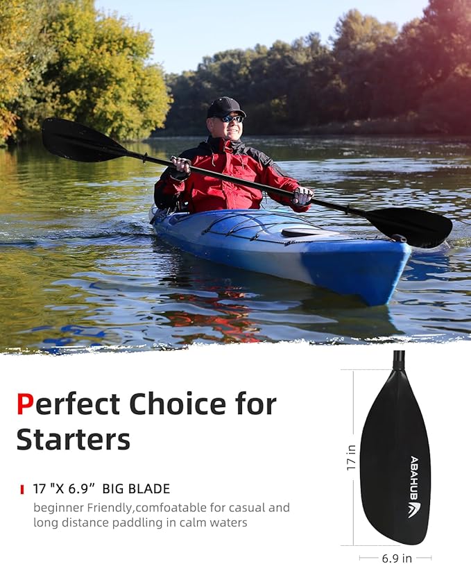Abahub 調整可能カヤックパドル 210-230 cm/ 230-250 cm フローティングカヤックオール ボートオール カヌーオール ブラック