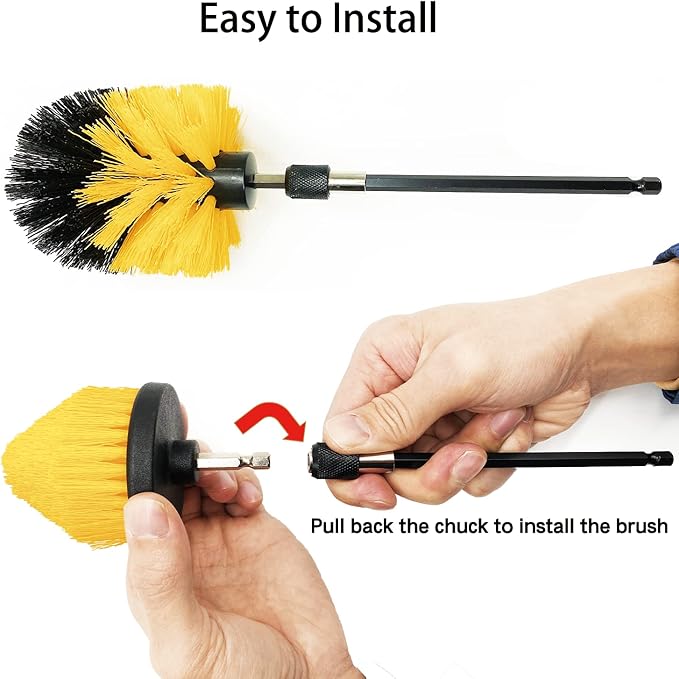8 Pack Drill Brush Attachment Set,1/4in Power Scrubber Brush + Extend Long Rod, Multi-Purpose Brush Drill Attachment, Power Cleaning Scrub Brush for Bathroom, Tub, Tile(Green)