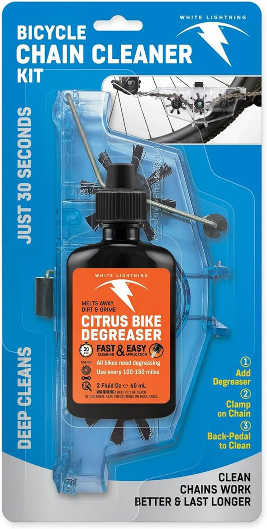 White Lightning BICYCLE CHAIN CLEANER KIT | DEEP CLEANS Bike Care Degreaser, 2.0 ounces