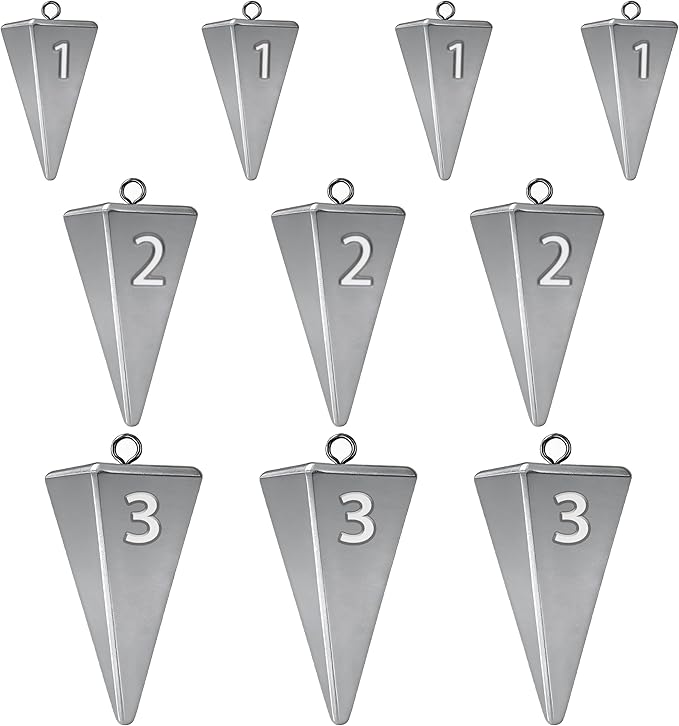 Pyramid Sinkers Fishing Weights, Saltwater Fishing Sinkers for Surf Fishing Gear Tackle - 1oz, 2oz, 3oz