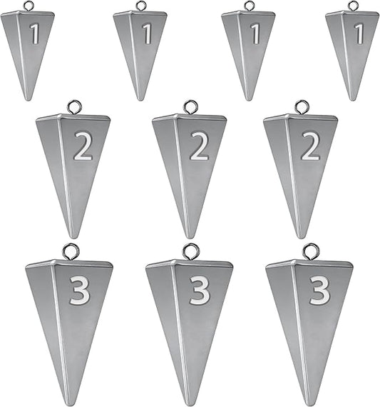 Pyramid Sinkers Fishing Weights, Saltwater Fishing Sinkers for Surf Fishing Gear Tackle - 1oz, 2oz, 3oz