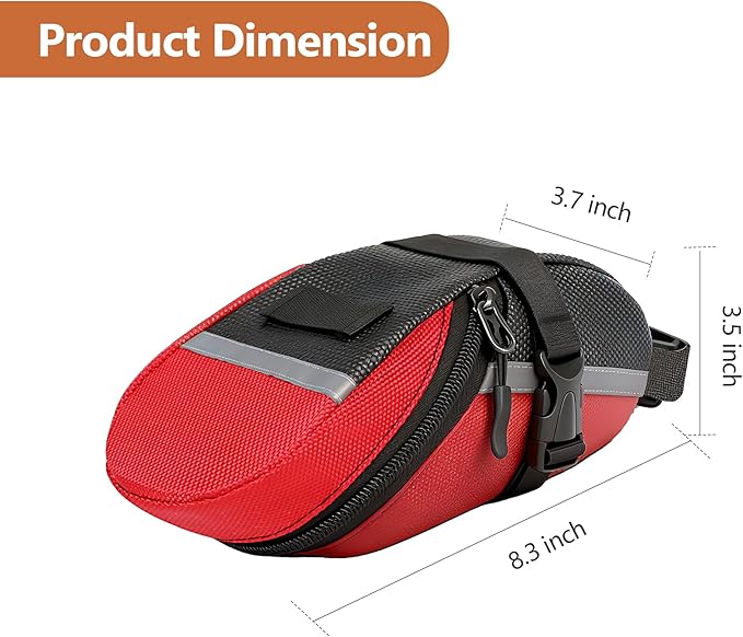 Bike Seat Bag - Bicycle Saddle Bag Under Seat Cycling Accessories Storage Pouch Wedge Pack for Mountain & Road Bike -Red