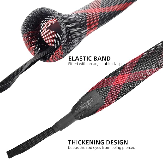 SF 釣り竿ソックス 釣り竿スリーブ ロッドカバー 編組メッシュロッドプロテクター ポールグローブ スピニングロッド、キャスティングロッド、マスキーロッド、アイスロッド、フライロッド、スペイロッド用 釣り具