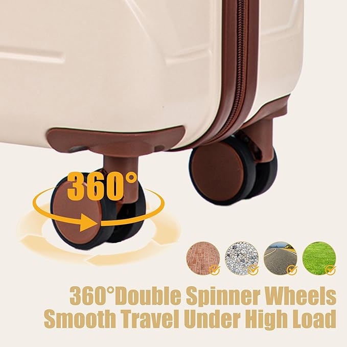 28 Inch ABS Hard Shell Large Luggage With Combination Lock and Side Hooks, Beige