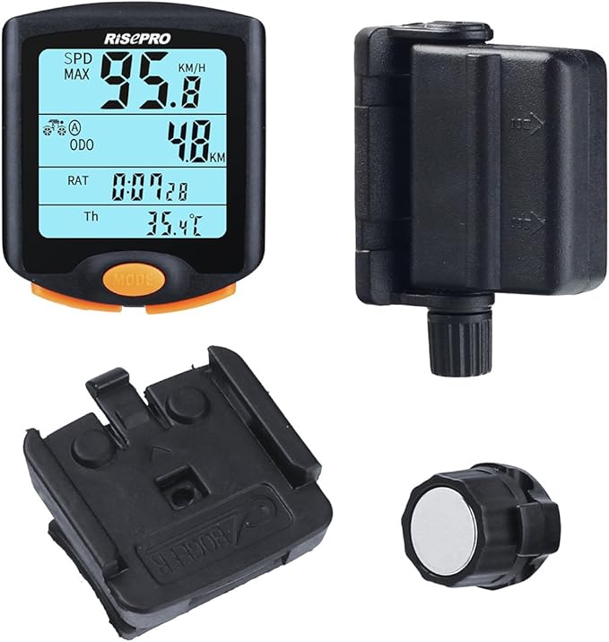 Bike Computer, RISEPRO® Wireless Bicycle Speedometer Bike Odometer Cycling Multi Function Waterproof 4 Line Display with Backlight YT-813