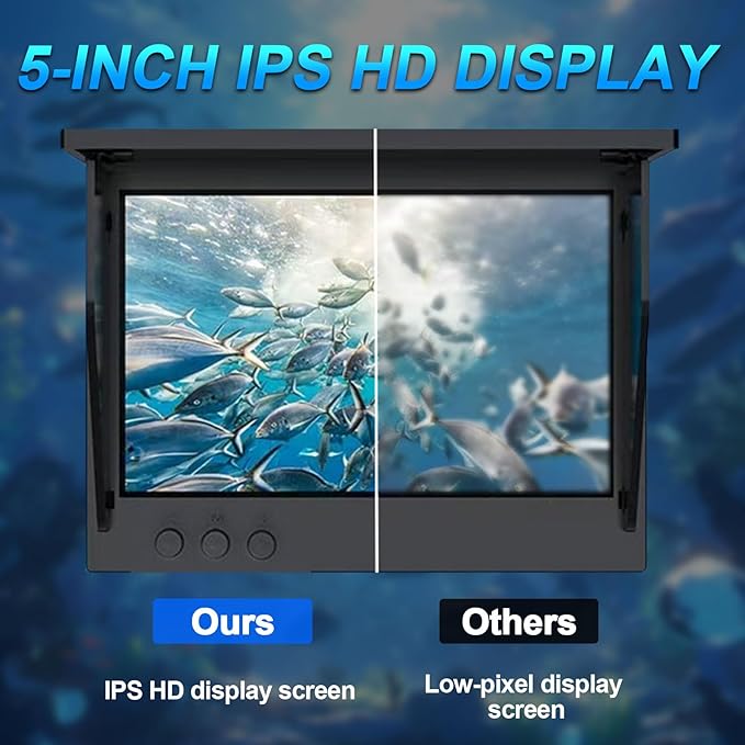Underwater Fishing Camera 5 in,1080P Ice Fishing Camera with 220° Wide Angle Night Vision,100FT Cable & 8000mAh Battery,IP68 Waterproof Underwater Camera for Ice Lake Sea Boat Fishing