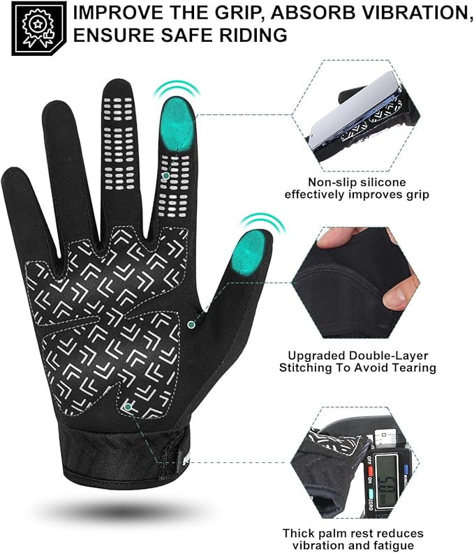 RIGWARL Motorcycle Gloves for Men Women Touchscreen, Lightweight Dirt Bike Glove Non-Slip, Skeleton Motorcycle Riding Glove