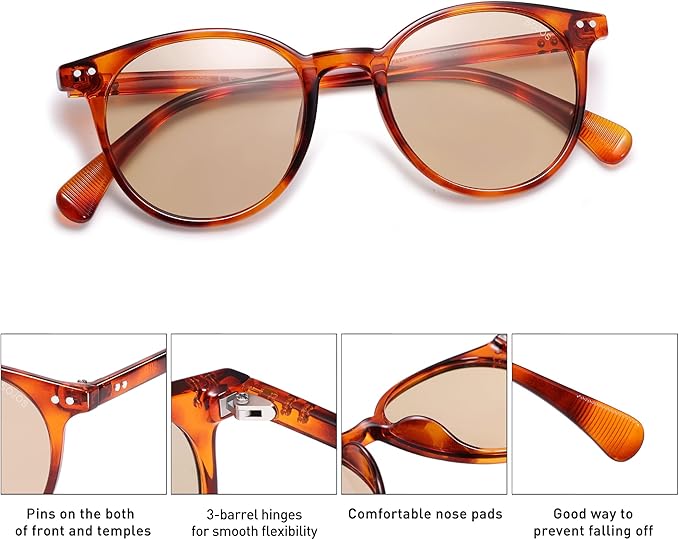 SOJOS Small Round Classic Polarized Sunglasses for Women Men Vintage Style UV400 Lens MAY SJ2113