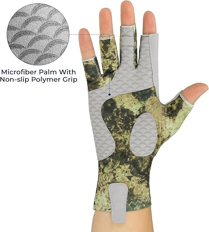 KastKing La Sal Fishing Gloves UPF50+ Sun Gloves UV Protection Fingerless Gloves Men Women for Outdoor, Kayaking, Rowing, Paddling, Canoeing, Hunting