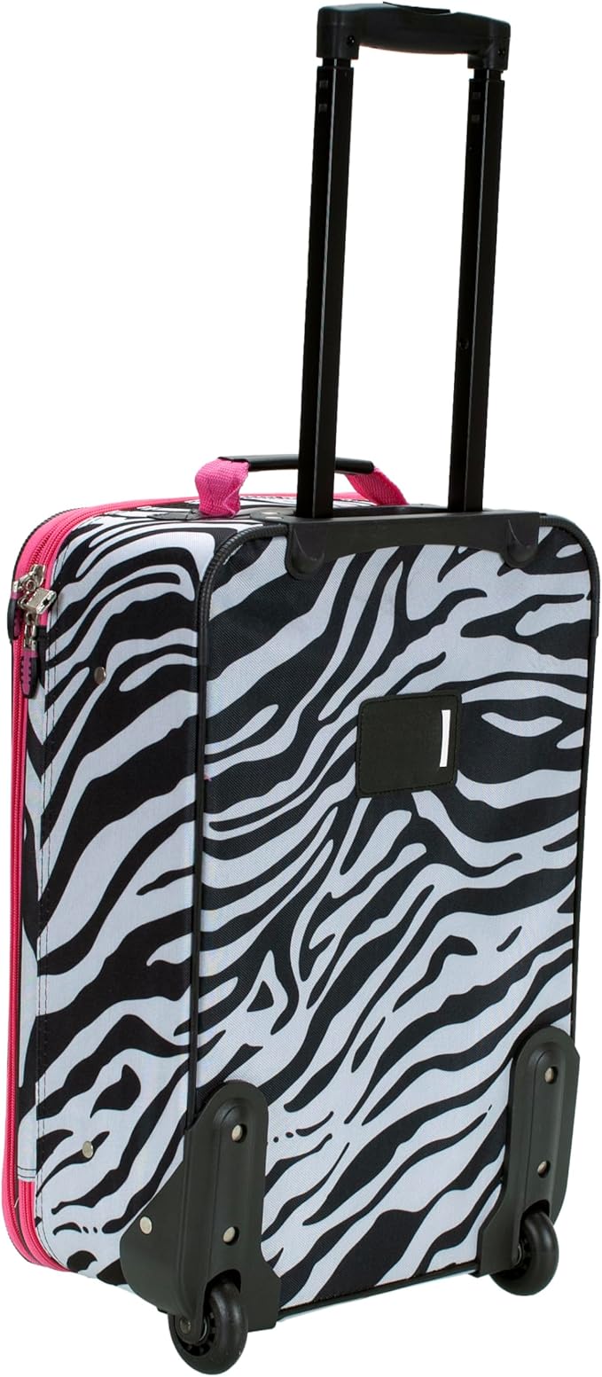 Rockland Fashion Softside Upright Luggage Set, Pink Zebra, 2-Piece (14/19)