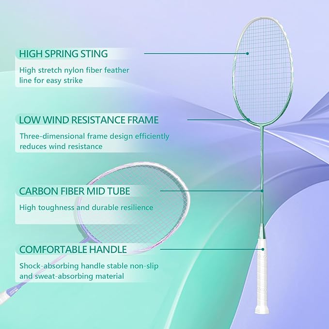 Professional Carbon Fiber Badminton Rackets Badminton Racquet for Backyards Gym