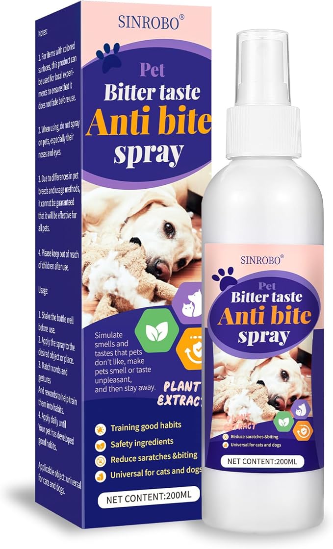 No Chew Spray for Dogs, Bitter Apple Spray for Dogs to Stop Chewing, Effective Indoor/Outdoor Deterrent Training Corrector for Anti-Scratch, Anti Marking, Furniture Protection (1 Pcs)
