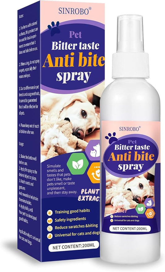 No Chew Spray for Dogs, Bitter Apple Spray for Dogs to Stop Chewing, Effective Indoor/Outdoor Deterrent Training Corrector for Anti-Scratch, Anti Marking, Furniture Protection (1 Pcs)