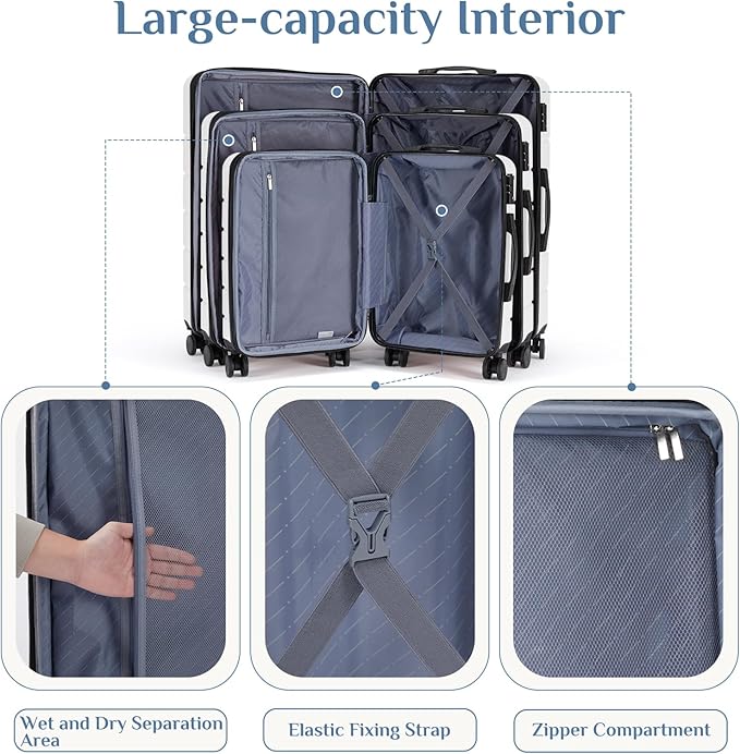OLIXIS 28 Inch Luggage, Hardside Checked Suitcase with Spinner Wheels, Lightweight ABS Hard Shell Travel Luggage, TSA Approved Lock, Expandable Large Suitcase for Business & Travel–White