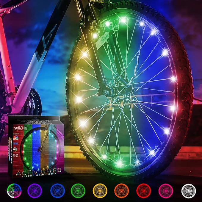 Activ Life LED Bike Wheel Lights with Batteries Included! Get 100% Brighter and Visible from All Angles for Ultimate Safety & Style (1 Tire Pack)