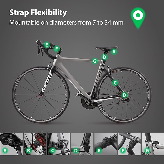 BONE Bike Air Tracker Tag Strap (2 Packs), Hidden Bicycle GPS Tracker Case for Apple Tag, Ultra-Lightweight Scratch-Free & Waterproof Silicone Holder, Anti-Theft Seatpost Mount for Mountain Bikes