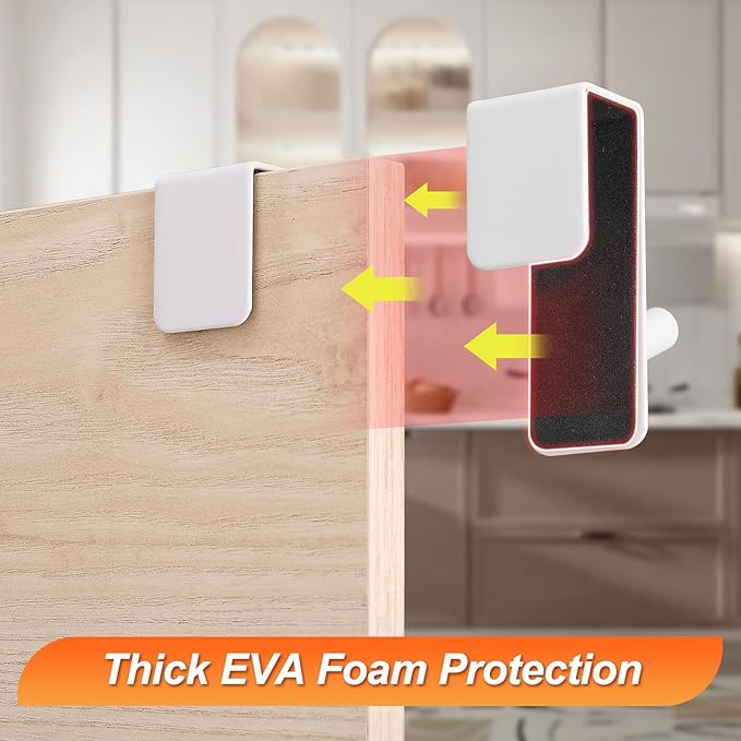 ARTOYS Over The Door Hooks (4 Pack) - Heavy Duty 20mm Wide Hangers for Thick Doors, Holds 50Lbs - EVA Foam Padded No-Scratch Hooks for Cabinets & Closets, White