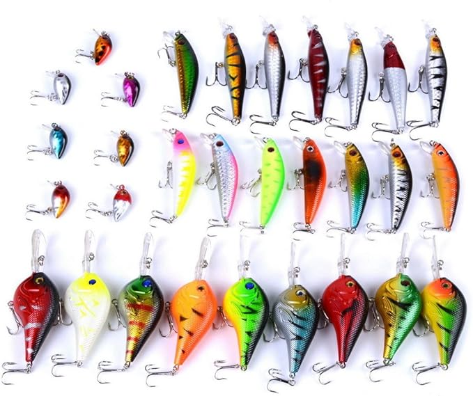 Aorace Fishing Lures Kit Mixed Including Minnow Popper Crank Baits with Hooks for Saltwater Freshwater Trout Bass Salmon Fishing