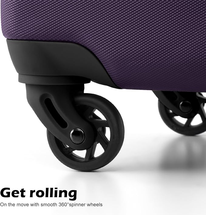 Coolife Luggage スーツケース 機内持込 旅行用品 キャリーバッグ キャリーケース 軽量 ハードシェル TSAロック搭載 (パープル, 20/24/28)