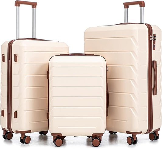 Luggages Sets 3 Piece ABS Hardside Luggage Sets Spinner Wheels Suitcase with Lock