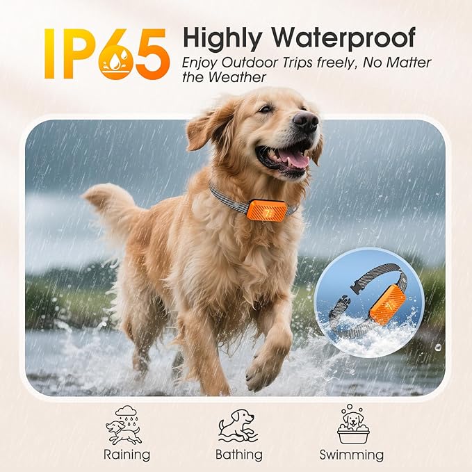 Dog Bark Collar for Large Medium Small Dogs, Effective No-Bark Collar, Smart Barking Collar, Rechargeable Bark Collar with 7 Sensitivity, 3 Modes, Waterproof,Orange