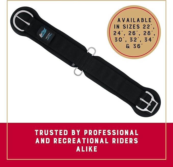 Weaver Equine AirFlex ‎Straight Horse Cinch, Anti-Slip Acrylic Saddle Cinch Girth with Flat Buckle, Western Horse Riding Supplies, Black
