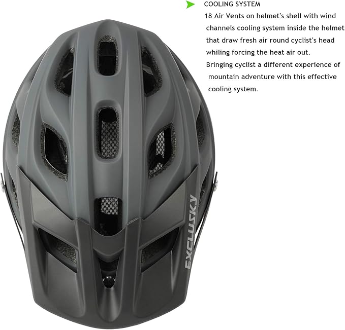 Exclusky Bike Helmet Mountain Bike Helmet for Adults Lightweight MTB Cycling Helmet for Men Women Adjustable Bicycle Helmet with Visor